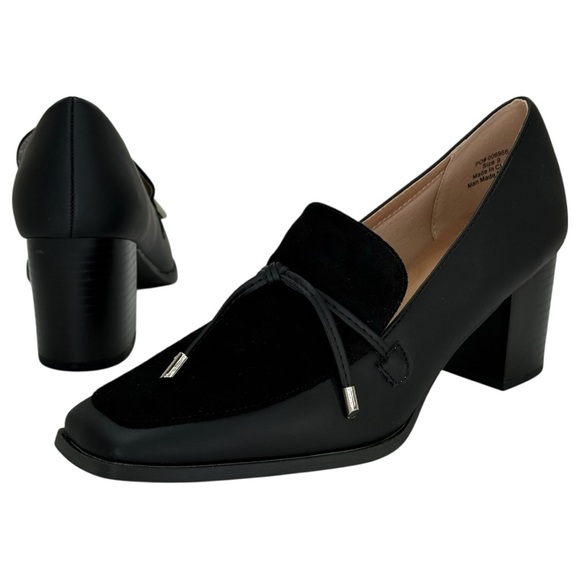 Journee Collection Crawford Black Faux Leather Heeled Womens Loafers Size 9M - Picture 8 of 11